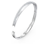 Hyperbola bangle White, Rhodium plated